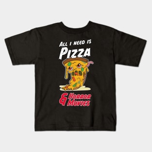 Halloween Party Gift For A Horror Movie And Pizza Kids T-Shirt